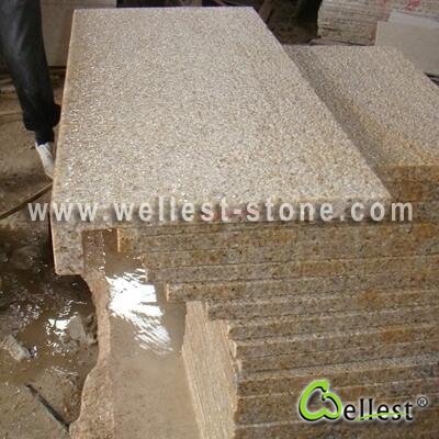 G682 Sunset Gold Yellow Granite Flamed Finish Swimming Pool Copping Tile with Straight Edge 1