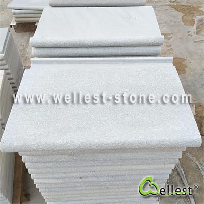 White Quartzite Marble Flamed Anti-slip Coping with Drop Face Bullnose Edge