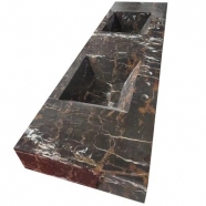 M868 Afghanistan Portoro brown marble solid integrated double sink