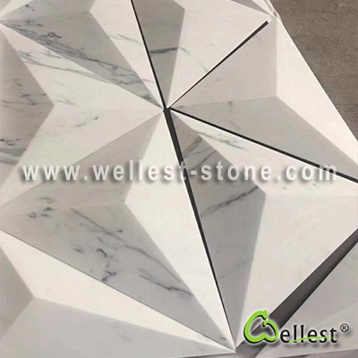 M115 White Marble 3D Design Wall Panel for Feature Wall