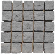 G654 Medium Grey Granite Natural Split Cobble on Meshed for Paving