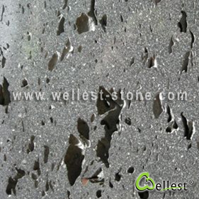 V404-B Black Color Volcanic Lava Stone Big Hole with Honed Finish