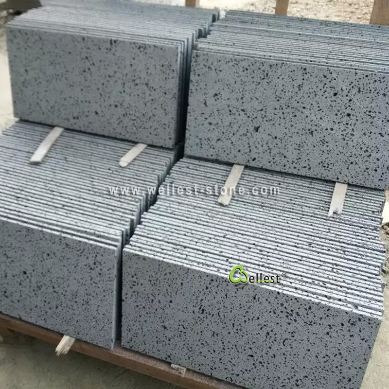 V404 -M Black Volcanic Lava Stone Middle Hole Floor Wall Tile