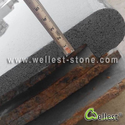 G654 Sesame Black Granite Flamed Finish Swimming Pool L shape Copping Tile with Bullnose Edge 1