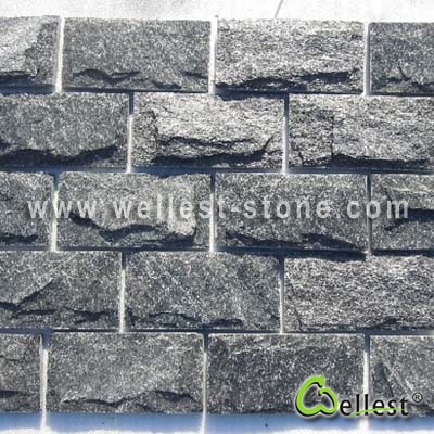 Q020 Sparkle Black Quartzite Mushroom Tile