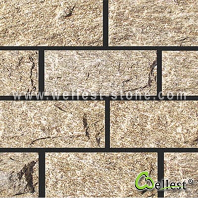 Q033Tiger Yellow Quartzite Mushroom Tile 2