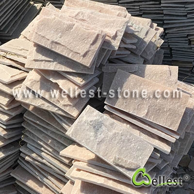 S014 Light Pink Beige Slate Mushroom Tile 2