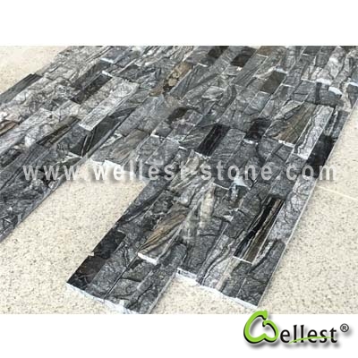 Tree Black /Ancien Wood Grain Marble Ledge Stone Split+Polished Finished