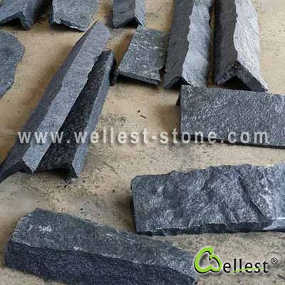 G654 Sesame Black Dark Granite Irregular Random Loosed Stone Corner