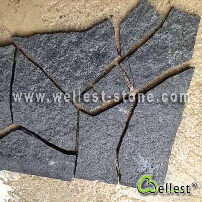 G654 Sesame Black Dark Granite Irregular Random Loosed Stone Tile