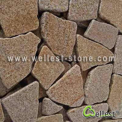 G682 Yellow Beige Granite Irregular Random Tumbled Loosed Stone Tile