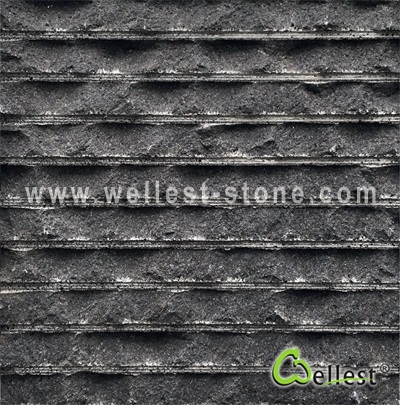 B403 Blue Black  Basalt Split Lines Tile