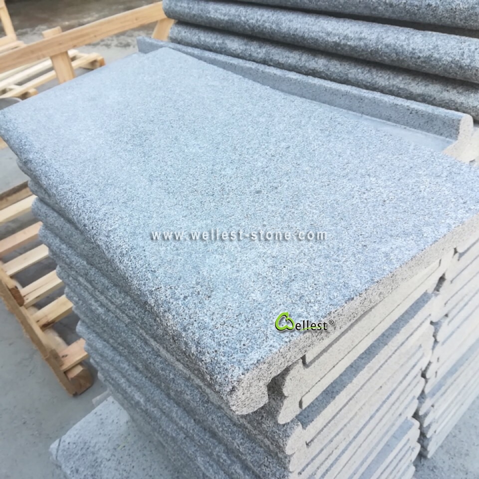 G654 Medium Grey  Granite ar Pearl Grey White Granite Flamed Anti-slip Swimming Pool Coping