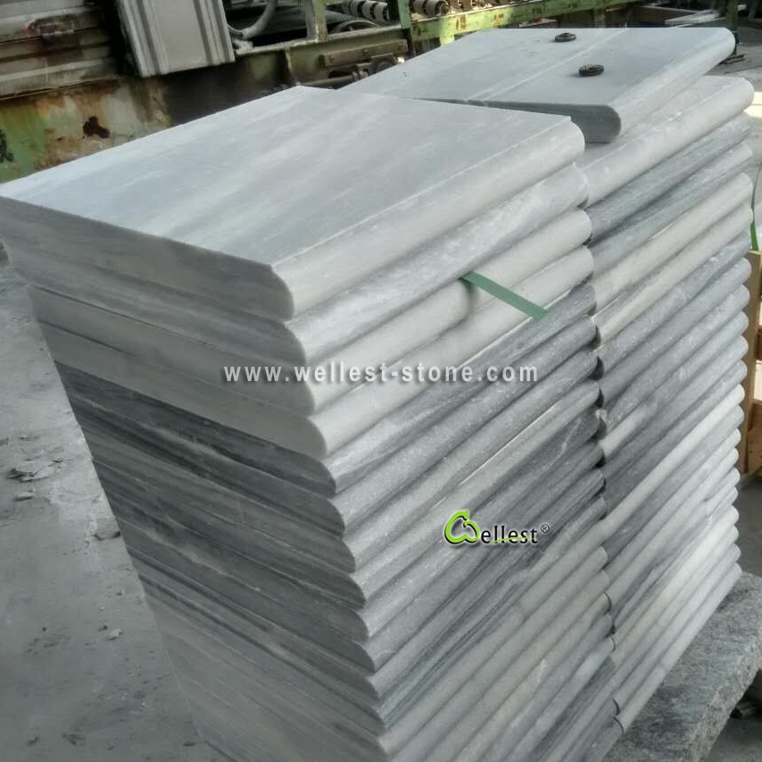 Q036 Cloudy Grey White Quartzite Marble Swimming Pool Coping 3