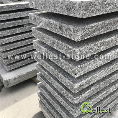 G302 Santiago Grey Granite Flamed Block Step