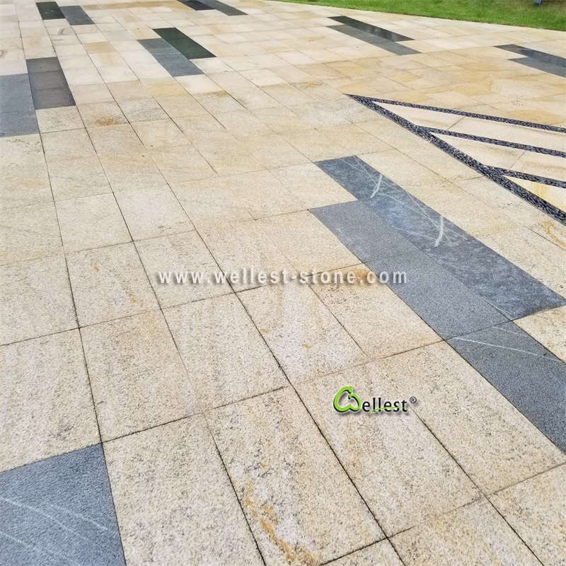 G682 Sunset Yellow Bush Hammered Patio Paver 2