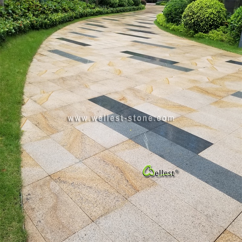 G682 Sunset Yellow Bush Hammered Patio Paver