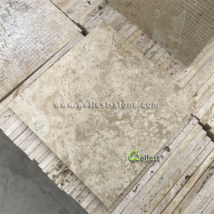 T115 Ivan BeigeTravertine Acid Finish Tile 2