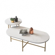 M821 Calacatte White Marble Round Coffee/Tea/ Restaurant Table 4