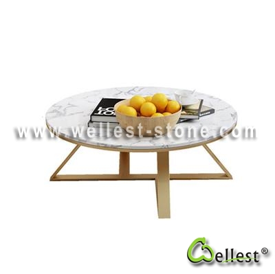 M821 Calacatte White Mable Round Coffee/Tea/ Restaurant Table 2