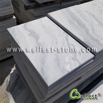 Q036 Cloudy Grey White Quartzite Exterior Anti-Slip Paver with Bevel Edge