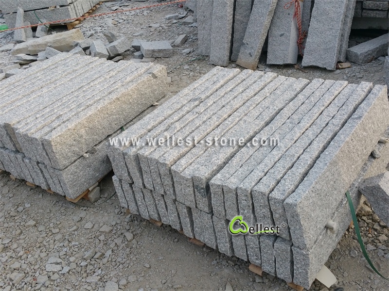 G603 Lunar Pearl Granite All Side Natural Split Kerb Stone Palisade 2