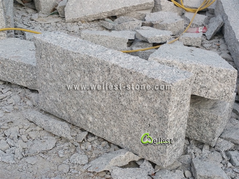 G603 Lunar Pearl Granite All Side Natural Split Kerb Stone Palisade 5