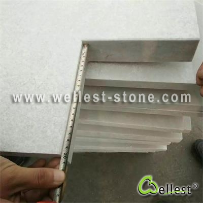 Q311 Pure White Quartzite Marble Flamed Anti-slip Drop Face Straight Inside Coping Corner