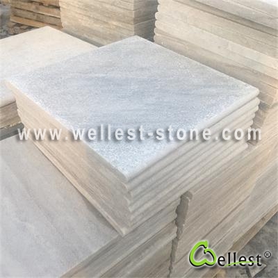 White Quartzite Marble Flamed Anti-slip Coping with Bullnose Edge