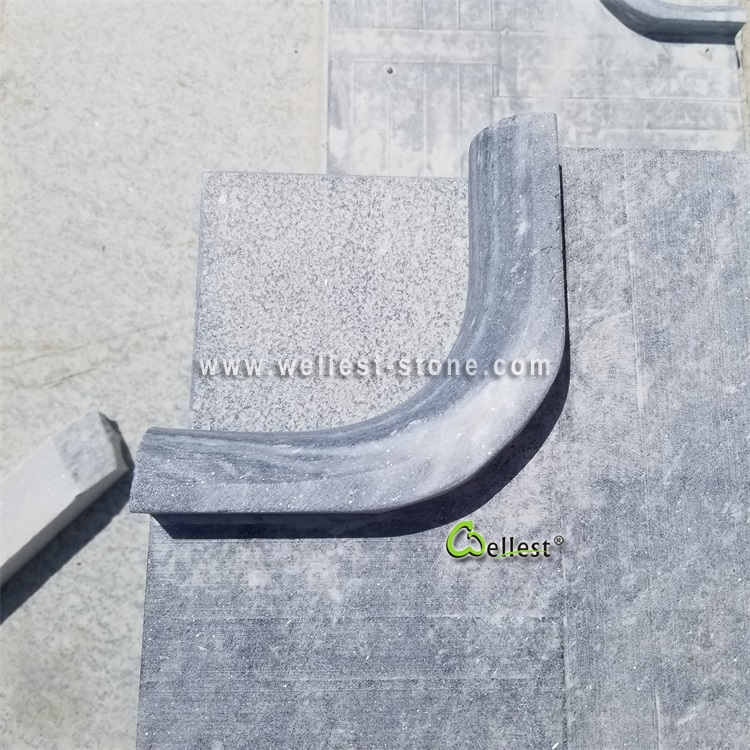 Q036 Alaska Cloudy Grey White Quartzite Marble Swimming Pool Anti-Slip Coping Corner