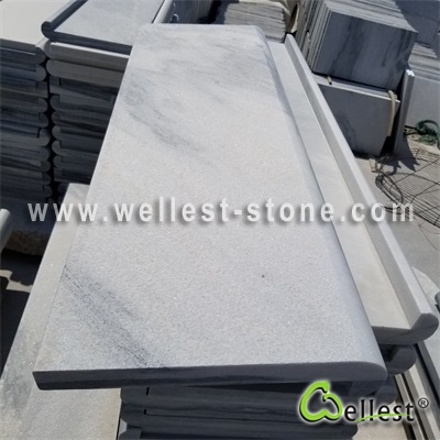 Q036  White Quartzite Marble With Grey Veins Swimming Pool Coping