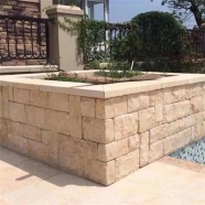 L727 yellow beige limestone brick block for retaining wall