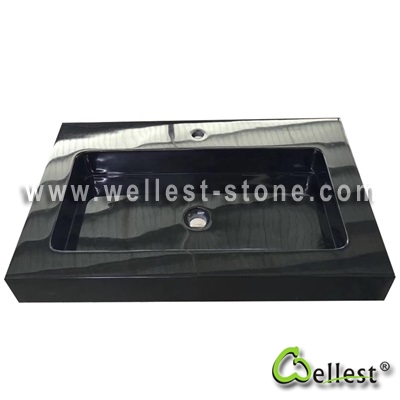 M501 Nero Marquina black marble solid bathroom sink