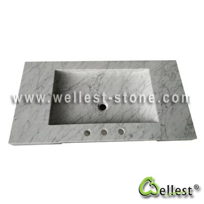 M820 Bianco Carrara White marble solid integrated sink