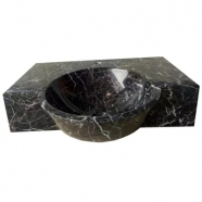 M501 Nero Marquina black marble arc shape solid bathroom sink