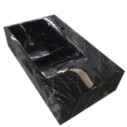 M501 Nero Marquina black marble double sink solid bathroom sink