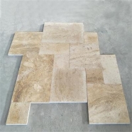 T100 Beige Yellow Travetine French Pattern Paver Acid Finish