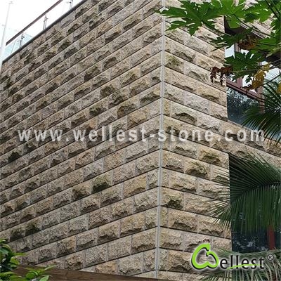 G350 Sunset Yellow Granite Mushroom Stone Cladding for Exterior Wall