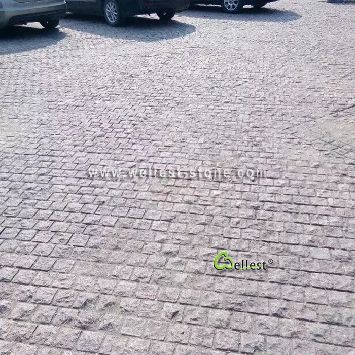 G654 midium grey granite natural split cobble for driveway