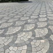 G684 +G654+ G603  fan shape cobble stone on meshed paving for driveway