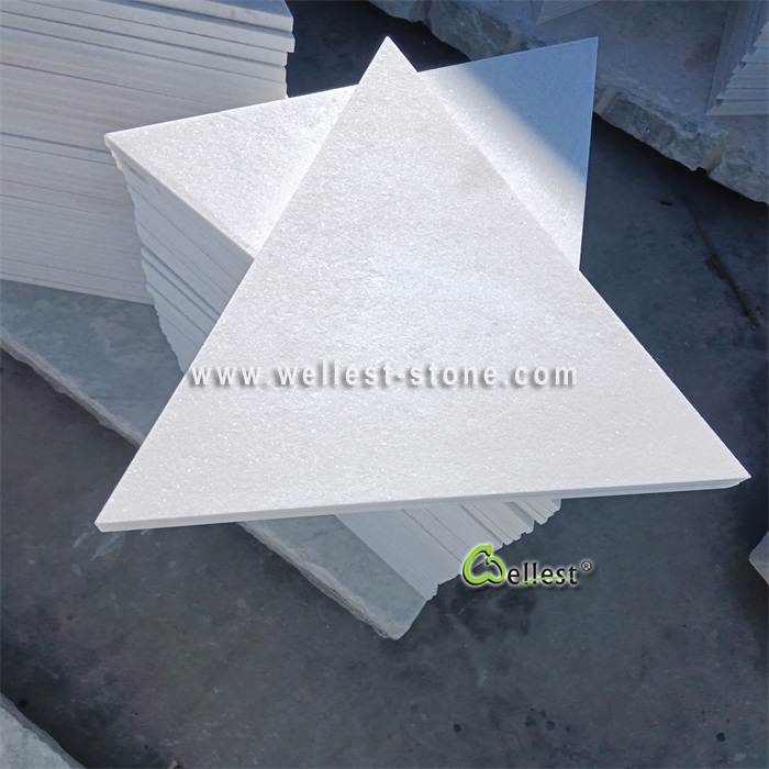 Q311 Super White Quartzite Marble Flamed Triangle Paver