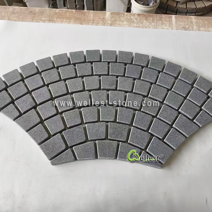 G654 Dark grey Granite meshed flamed paver