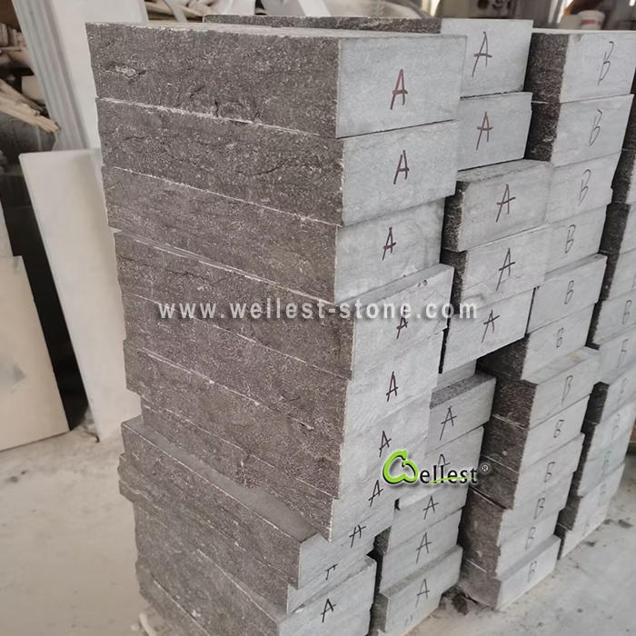 L828  Natural Split Face Blue Limestone Wall Bricks for Exterior Facade & Retaining Wall