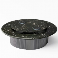 Luxury Electric Rotating Round Dining Table Natural Stone Marble Top Smart Table for Villa Hotel Pro