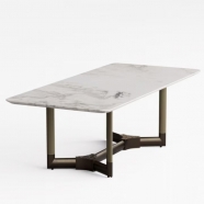 Custom Made Luxury Natural Stone Dining Table Exotic Marble Top with Modern Base Design