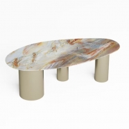 Luxury Exotic Stone Water Drop Dining Table | Custom Natural Marble Furniture Manufacturer